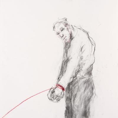 a. rezki, "sans titre", fusian et pastel, 55x73cm, 2017 