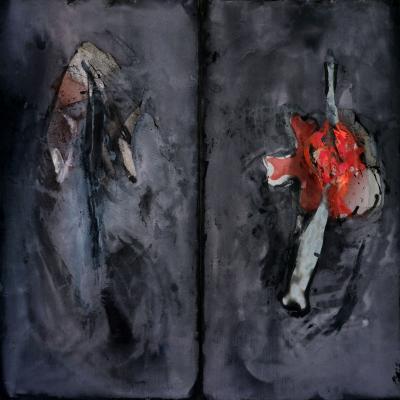 rolet - “les abysses”, technique mixte et huile sur toile, 200x200cm, 2012 