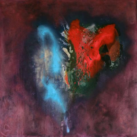 rolet - vers un autre monde”, technique mixte et huile sur toile, 140x140cm, 2012