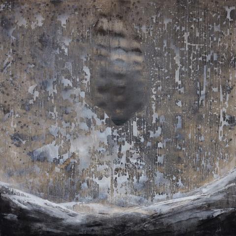 rolet - “vers un autre monde”, technique mixte et huile sur toile, 140x140cm, 2012