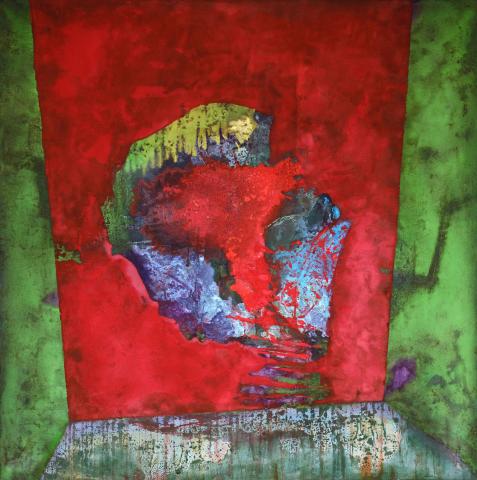 rolet - “fenêtre sur cour” (suite), technique mixte et huile sur toile, 150x150cm, 2016