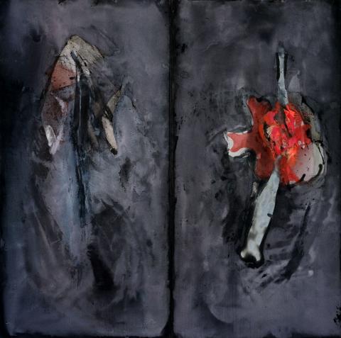 rolet - “les abysses”, technique mixte et huile sur toile, 200x200cm, 2012