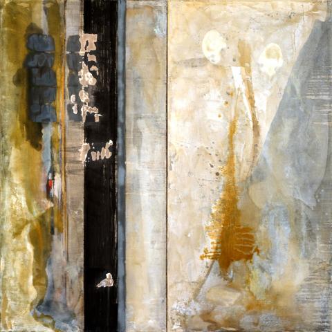 rolet - “hiéroglyphes”, technique mixte et huile sur toile, 200x200cm, 2015